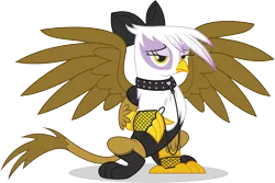 Size: 4500x3000 | Tagged: suggestive, artist:leopurofriki, derpibooru import, gilda, gryphon, absurd resolution, clothes, collar, leash, pet play, ribbon, simple background, solo, stockings, transparent background, vector