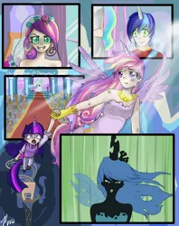 Size: 800x1011 | Tagged: artist:neko-onigiri, changeling, comic, derpibooru import, disguise, disguised changeling, fake cadance, human, humanized, princess cadance, queen chrysalis, safe, scene interpretation, shining armor, this day aria, twilight sparkle