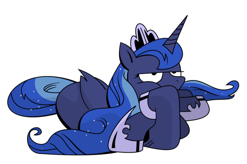 Size: 3000x2000 | Tagged: artist:andypriceart, artist:brunursus, bored, derpibooru import, idw, princess luna, prone, safe, simple background, solo, transparent background, unamused, vector