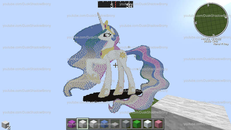 Size: 854x480 | Tagged: artist:duskshadowbrony, derpibooru import, game screencap, minecraft, minecraft pixel art, pixel art, princess, princess celestia, safe