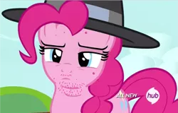 Size: 989x632 | Tagged: acne, brony, chubby, euphoric, fat, fedora shaming, final draft, hat, hub logo, neckbeard, pimple, pinkie pie, safe, solo, trilby