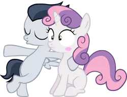 Size: 1022x782 | Tagged: artist:mmdfantage, blushing, crush, cute, derpibooru import, edit, female, male, rumbelle, rumble, safe, shipping, straight, sweetie belle
