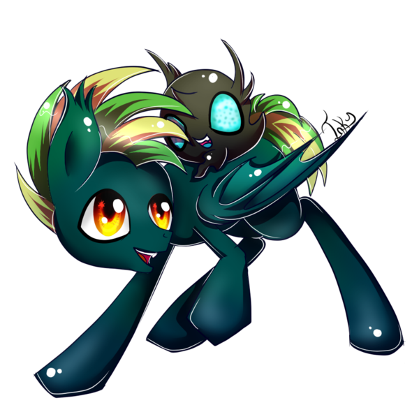Size: 900x900 | Tagged: safe, artist:inky-pinkie, derpibooru import, oc, oc:starry night, unofficial characters only, bat pony, changeling, nymph, pony