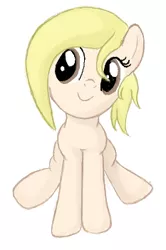 Size: 233x351 | Tagged: artist:woox, blonde, brown eyes, cute, derpibooru import, filly, oc, oc:dizzy cream, safe, sitting, solo, unofficial characters only