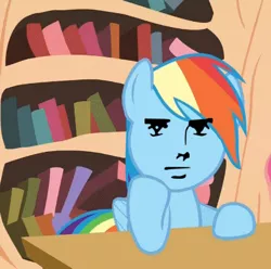 Size: 429x426 | Tagged: derpibooru import, edit, edited screencap, meme, rainbow dash, safe, screencap, solo, testing testing 1-2-3, yaranaika