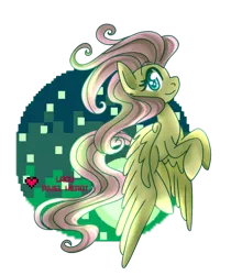 Size: 820x975 | Tagged: safe, artist:ladypixelheart, derpibooru import, fluttershy, pegasus, pony, flying, graphic tee, partial background, solo
