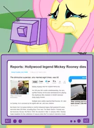 Size: 563x771 | Tagged: derpibooru import, exploitable meme, fluttercry, fluttershy, meme, mickey rooney, obligatory pony, rest in peace, safe, tv meme