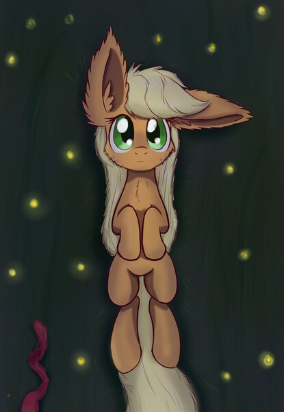 Size: 900x1300 | Tagged: applejack, artist:heir-of-rick, derpibooru import, ear fluff, impossibly large ears, loose hair, lying, on back, safe, solo