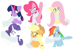 Size: 1190x822 | Tagged: safe, artist:thelunarmage, derpibooru import, applejack, fluttershy, pinkie pie, rainbow dash, rarity, twilight sparkle, clothes, mane six, scarf, simple background, transparent background