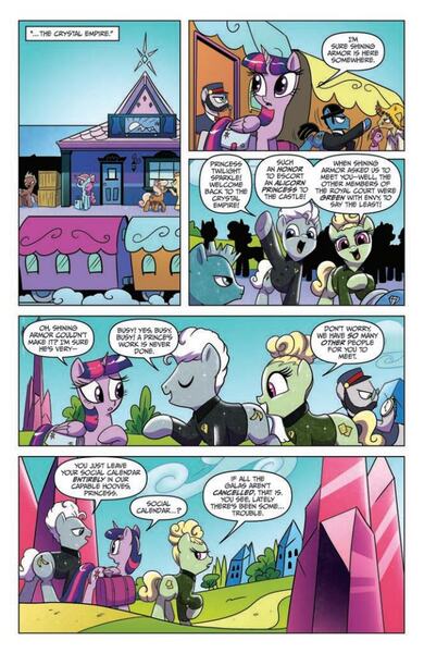 Size: 636x978 | Tagged: safe, derpibooru import, idw, twilight sparkle, twilight sparkle (alicorn), alicorn, crystal pony, pony, spoiler:comic, spoiler:comicff4, comic, crystal empire, female, friendship express, graham chapman, idw advertisement, john cleese, mare, ministry of silly walks, monty python, monty python's flying circus, mystery science theater 3000, official comic, pearl forrester, preview, speech bubble, the idiot in society, tv's frank