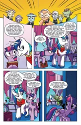Size: 636x978 | Tagged: safe, derpibooru import, idw, lexicon, shining armor, twilight sparkle, twilight sparkle (alicorn), ponified, alicorn, crystal pony, pony, spoiler:comic, spoiler:comicff4, charles carson, colored hooves, comic, crystal empire, downton abbey, dr. forrester, female, idw advertisement, luigi, male, mare, mystery science theater 3000, official comic, pearl forrester, preview, speech bubble, stallion, super mario bros., tv's frank