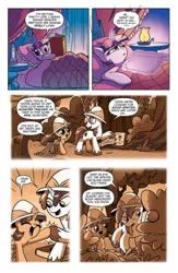 Size: 636x978 | Tagged: safe, derpibooru import, idw, shining armor, twilight sparkle, twilight sparkle (alicorn), alicorn, pony, spoiler:comic, spoiler:comicff4, brother and sister, comic, cute, female, filly, filly twilight sparkle, foal, hat, idw advertisement, male, mare, official comic, pith helmet, preview, sepia, siblings, speech bubble, teenager, twiabetes, younger