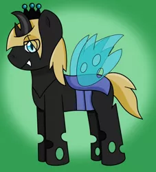 Size: 852x938 | Tagged: safe, artist:kitkatsart, derpibooru import, oc, oc:prince deathwing, unofficial characters only, changeling, hybrid, changeling oc, interspecies offspring, offspring, parent:prince blueblood, parent:queen chrysalis, solo