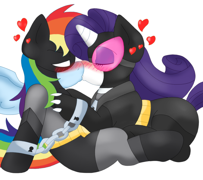 Size: 2392x2128 | Tagged: artist:blackbewhite2k7, batman, batmare, catwoman, dc comics, derpibooru import, female, kissing, lesbian, rainbow dash, raridash, rarity, safe, shipping, simple background, textless, transparent background, vector