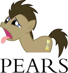Size: 6980x7497 | Tagged: safe, artist:peora, derpibooru import, doctor whooves, time turner, absurd resolution, bleh, cute, doctor who, open mouth, pear, recolor, simple background, solo, that pony sure does hate pears, tongue out, transparent background