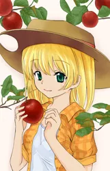 Size: 642x1000 | Tagged: apple, applejack, artist:d-tomoyo, derpibooru import, human, humanized, pixiv, safe, solo