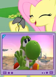 Size: 564x771 | Tagged: cute, derpibooru import, exploitable meme, fluttershy, gamershy, meme, obligatory pony, safe, super mario bros., super smash bros., super smash bros. 4, tv meme, yoshi