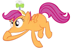Size: 2000x1431 | Tagged: safe, artist:dragunique, artist:heart-of-stitches, artist:rayne-feather, derpibooru import, scootaloo, pony, hat, propeller hat, scootaloo can fly, silly, silly pony, simple background, solo, transparent background, vector