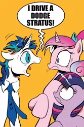 Size: 365x549 | Tagged: derpibooru import, exploitable meme, idw, meme, princess cadance, safe, saturday night live, screaming armor, shining armor, spoiler:comic, twilight sparkle, younger