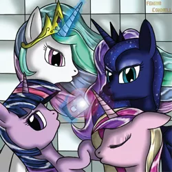 Size: 4267x4267 | Tagged: safe, artist:fenrir connell, derpibooru import, princess cadance, princess celestia, princess luna, twilight sparkle, twilight sparkle (alicorn), alicorn, pony, absurd resolution, alicorn tetrarchy, duckface, female, iphone, mare, selfie