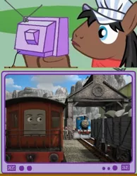 Size: 482x621 | Tagged: derpibooru import, exploitable meme, full steam, henrietta, meme, obligatory pony, promontory, safe, thomas the tank engine, train, tv meme, wat