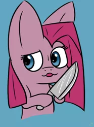 Size: 357x481 | Tagged: artist:rainbow-dosh, knife, pinkamena diane pie, pinkie pie, safe, solo