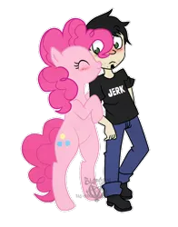 Size: 600x767 | Tagged: artist:bagtoon, blushing, crossover, crossover shipping, dan, dan pie, dan vs, derpibooru import, female, human, kissing, male, pinkiedan, pinkie pie, safe, shipping, straight