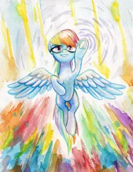 Size: 1434x1859 | Tagged: artist:kaermter, derpibooru import, rainbow dash, safe, solo, traditional art