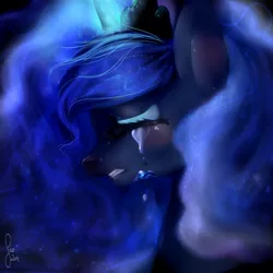 Size: 2000x2000 | Tagged: artist:saoiirse, crying, derpibooru import, painting, portrait, princess luna, sad, safe, solo