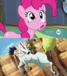 Size: 1920x2160 | Tagged: safe, derpibooru import, screencap, pinkie pie, testing testing 1-2-3, bubble horse, faic, gon freecss, hunter x hunter, :o, solo, wide eyes