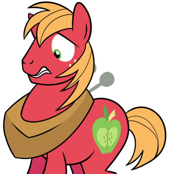 Size: 894x894 | Tagged: safe, artist:drawponies, derpibooru import, big macintosh, earth pony, pony, apple, apple family, male, shocked, simple background, solo, stallion, transparent background, vector