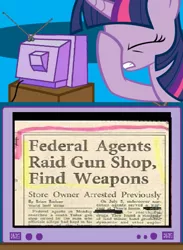 Size: 438x600 | Tagged: derpibooru import, exploitable meme, facehoof, meme, newspaper, obligatory pony, safe, tv meme, twilight sparkle