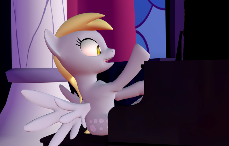 Size: 1600x1024 | Tagged: safe, artist:viranimation, derpibooru import, derpy hooves, pegasus, pony, 3d, concert, female, gmod, mare, piano, solo