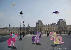 Size: 1410x996 | Tagged: artist:digitalpheonix, artist:emedina13, artist:geonine, artist:silentmatten, artist:tygerbug, building, derpibooru import, derpy hooves, fluttershy, hang gliding, human, irl, louvre, paris, photo, pinkie pie, ponies in real life, safe, scootaloo, shadow, stock image, street, twilight sparkle, vector