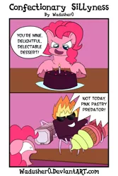 Size: 4720x7080 | Tagged: absurd resolution, animate object, artist:wadusher0, asdfmovie, cake, comic, derpibooru import, food, food monster, living object, pinkie pie, safe