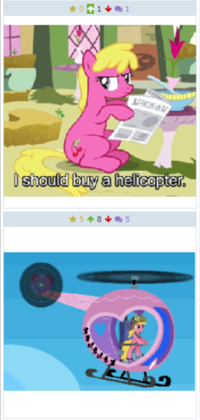 Size: 284x597 | Tagged: cherry berry, derpibooru, derpibooru import, exploitable meme, grumpy, helicopter, juxtaposition, juxtaposition win, meme, meta, pedalcopter, safe, testing testing 1-2-3