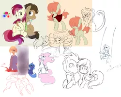 Size: 1024x819 | Tagged: safe, artist:fikakorv, derpibooru import, doctor whooves, princess celestia, princess luna, roseluck, time turner, twilight sparkle, oc, oc:rudy redhead, doctorrose, female, male, shipping, sketch dump, straight