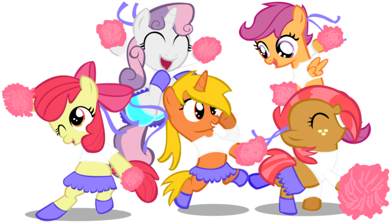 Size: 1024x583 | Tagged: apple bloom, artist:bigdream64, babs seed, cheerleader, clothes, crossover, cutie mark crusaders, derpibooru import, elite beat agents, midriff, oc, pom pom, rhythm game, safe, scootaloo, simple background, skirt, sweetie belle, transparent background, vector