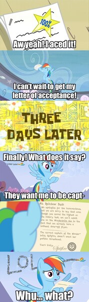 Size: 480x1620 | Tagged: bad end, comic, exploitable meme, letter meme, meme, my pretty seahorse, rainbow dash, safe, spitfire, spongebob time card, testing testing 1-2-3, trolling