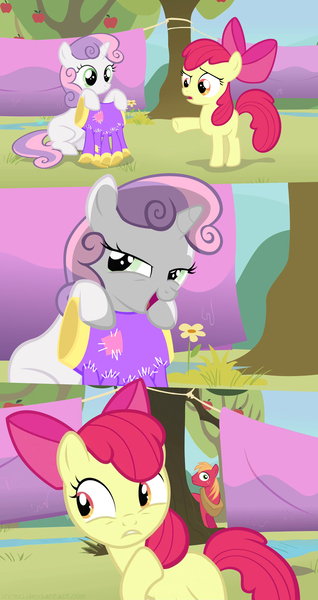 Size: 1323x2500 | Tagged: suggestive, artist:inceri, derpibooru import, edit, edited screencap, screencap, apple bloom, big macintosh, sweetie belle, earth pony, pony, the show stoppers, comic, fifth leg, male, screencap comic, stallion, vector