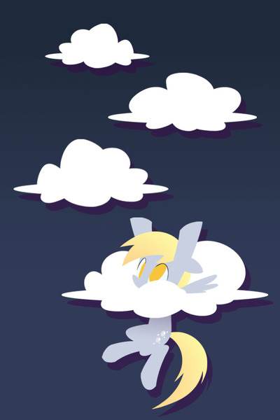 Size: 640x960 | Tagged: safe, artist:yikomega, derpibooru import, derpy hooves, pegasus, pony, cloud, cloudy, female, gradient background, mare, solo