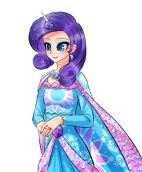 Size: 617x748 | Tagged: artist:racoonsan, clothes, crossover, dress, female, horned humanization, human, humanized, rarity, safe, simple ways, solo