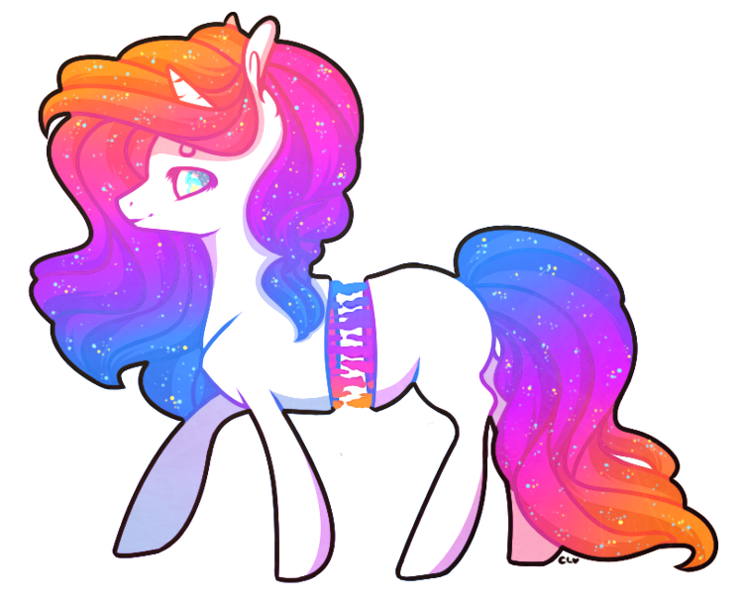 Size: 750x606 | Tagged: safe, artist:captivelegacy, derpibooru import, oc, oc:vivid visions, unofficial characters only, goo, pony, unicorn, blank flank, bright, candy gore, female, gore, half, mare, modular, neon, shiny, solo, sparkles