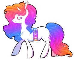 Size: 750x606 | Tagged: safe, artist:captivelegacy, derpibooru import, oc, oc:vivid visions, unofficial characters only, goo, pony, unicorn, blank flank, bright, candy gore, female, gore, half, mare, modular, neon, shiny, solo, sparkles