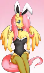 Size: 1200x2000 | Tagged: ambiguous facial structure, anthro, artist:perry99, breasts, bunnyshy, bunny suit, cleavage, clothes, derpibooru import, female, fluttershy, leotard, pantyhose, solo, solo female, suggestive