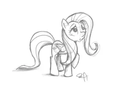 Size: 2400x1800 | Tagged: artist:yikomega, derpibooru import, fluttershy, monochrome, safe, sketch, solo