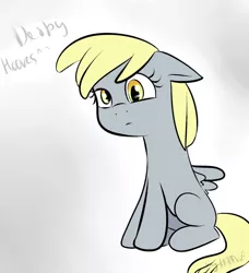 Size: 853x937 | Tagged: safe, artist:katedoof, derpibooru import, derpy hooves, pegasus, pony, blank flank, female, mare, sitting, solo