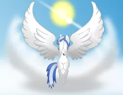 Size: 5782x4466 | Tagged: absurd resolution, artist:sky slicer, artist:taigalife, base used, child bearing hips, cloud, covering face, derpibooru import, female, flash drive, flight, hips, inkscape, large wings, mare, oc, oc:sky slicer, safe, shading, sky, soar, solo, spiky mane, sun, unofficial characters only, vector, wide hips, wings, wingspread, wing spreading