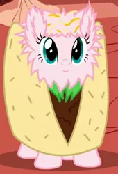 Size: 231x339 | Tagged: artist:mixermike622, clothes, costume, derpibooru import, food costume, oc, oc:fluffle puff, safe, solo, taco, unofficial characters only