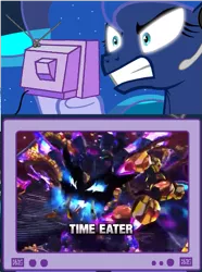 Size: 563x757 | Tagged: angry, derpibooru import, edit, exploitable meme, gamer luna, meme, obligatory pony, princess luna, safe, sega, sonic generations, that one boss, time eater, tv meme